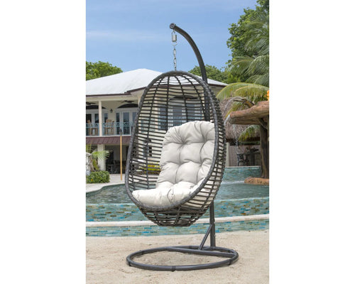 Virasat Single Seater Hanging Swing With Stand For Balcony, Garden Swing (Grey)-VIRASAT FURNITURE & FURNISHING