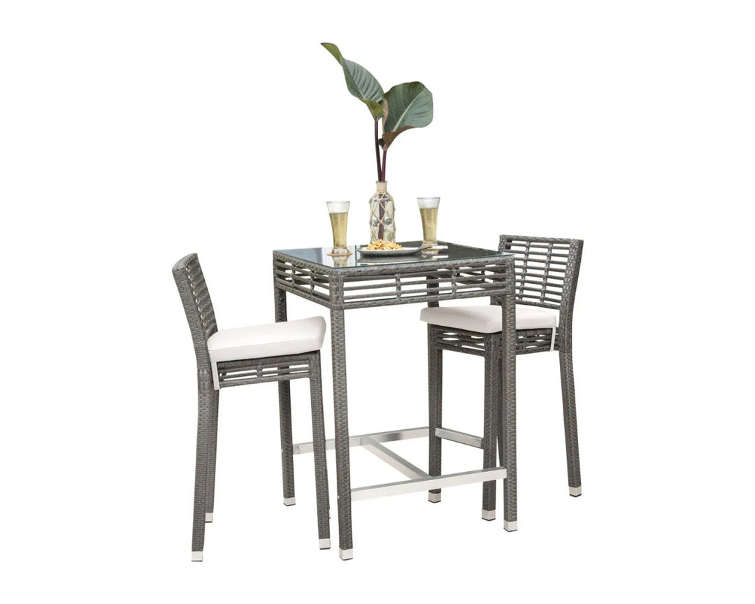 Virasat Vanna Outdoor Patio Bar Sets 2 Chairs and 1 Table (Grey)