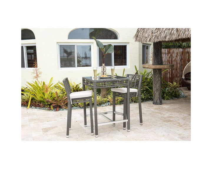 Virasat Vanna Outdoor Patio Bar Sets 2 Chairs and 1 Table (Grey)