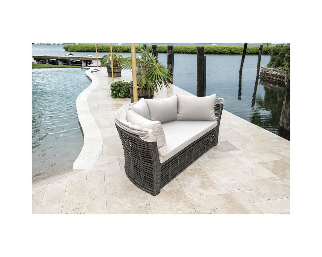 Virasat Outdoor Poolside Sunbed With Cushion Daybed (Grey)-VIRASAT FURNITURE & FURNISHING