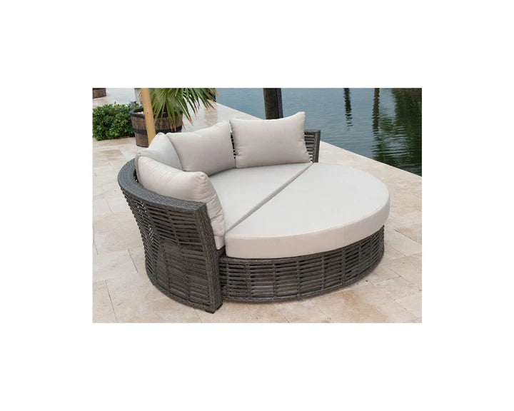 Virasat Outdoor Poolside Sunbed With Cushion Daybed (Grey)-VIRASAT FURNITURE & FURNISHING
