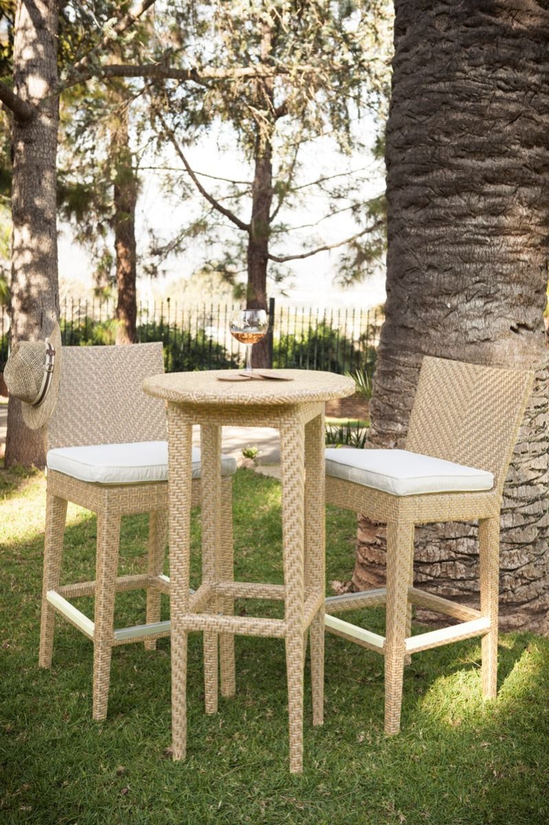 Virasat Lombardi Outdoor Patio Bar Sets 2 Chairs and 1 Table (Cream)