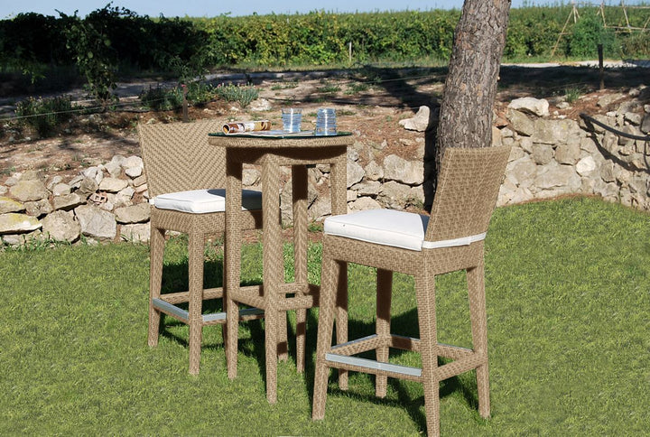 Virasat Lombardi Outdoor Patio Bar Sets 2 Chairs and 1 Table (Cream)