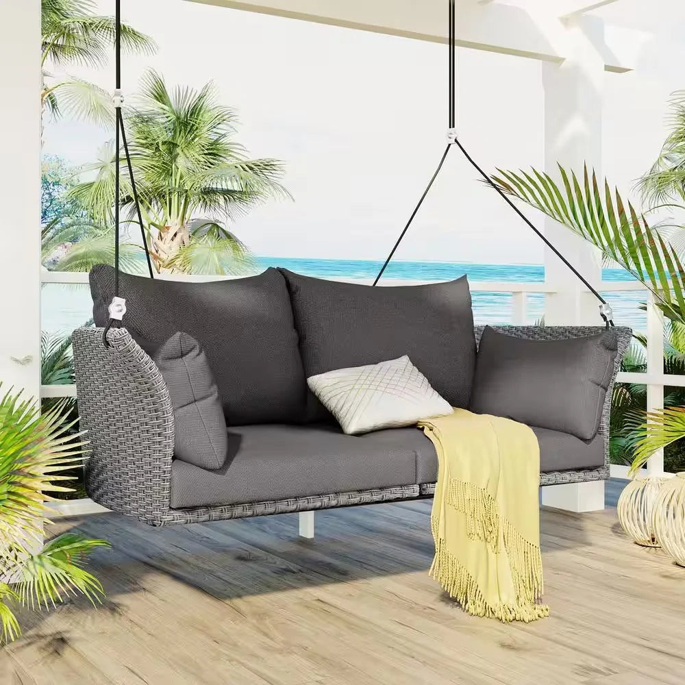 Virasat Double Seater Hanging Swing Without Stand For Balcony, Garden Swing (Grey)-VIRASAT FURNITURE & FURNISHING