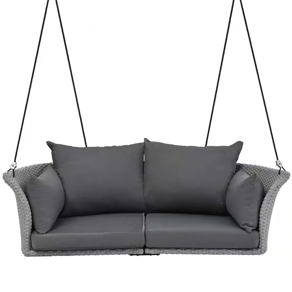 Virasat Double Seater Hanging Swing Without Stand For Balcony, Garden Swing (Grey)-VIRASAT FURNITURE & FURNISHING