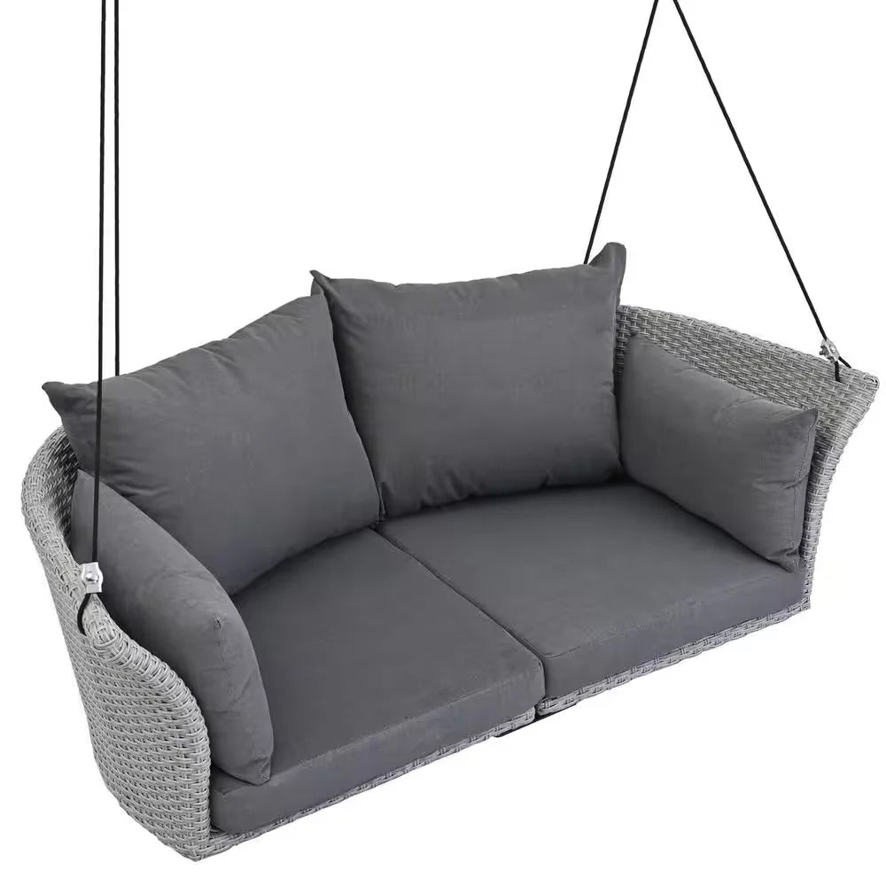 Virasat Double Seater Hanging Swing Without Stand For Balcony, Garden Swing (Grey)-VIRASAT FURNITURE & FURNISHING