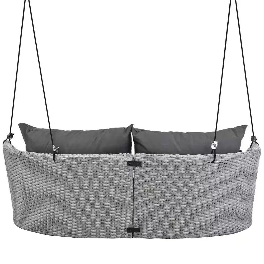 Virasat Double Seater Hanging Swing Without Stand For Balcony, Garden Swing (Grey)-VIRASAT FURNITURE & FURNISHING