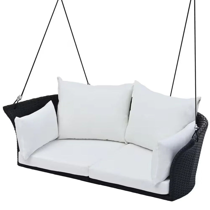 Virasat Colson Double Seater Hanging Swing Without Stand For Balcony , Garden Swing (Black + White)