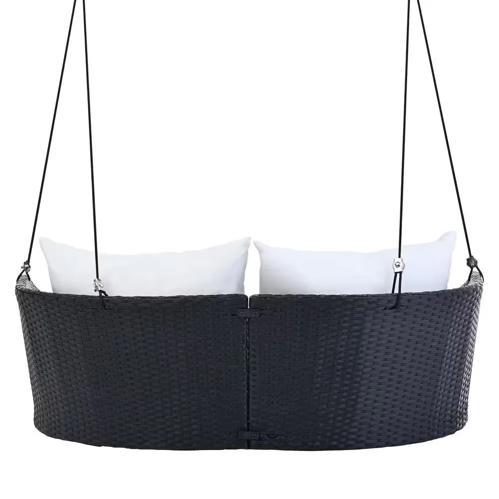 Virasat Double Seater Hanging Swing Without Stand For Balcony, Garden Swing (Black + White)-VIRASAT FURNITURE & FURNISHING