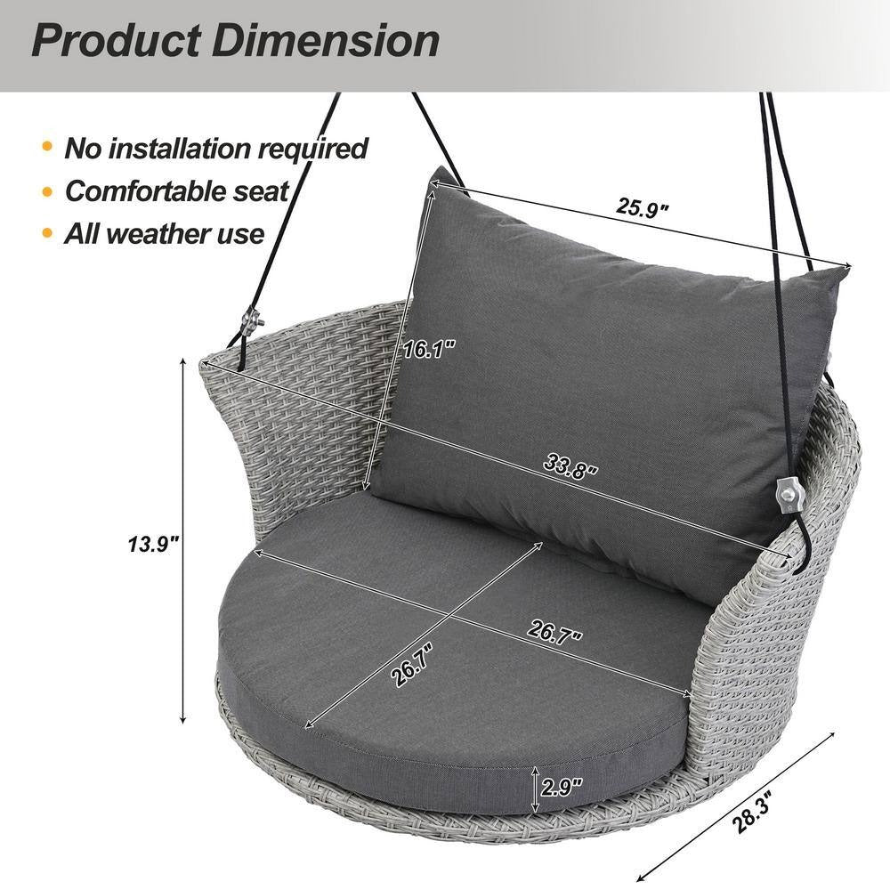 VIRASAT FURNITURE SINGLE SEATER HANGING SWING WITHOUT STAND FOR BALCONY & GARDEN SWING (GREY)