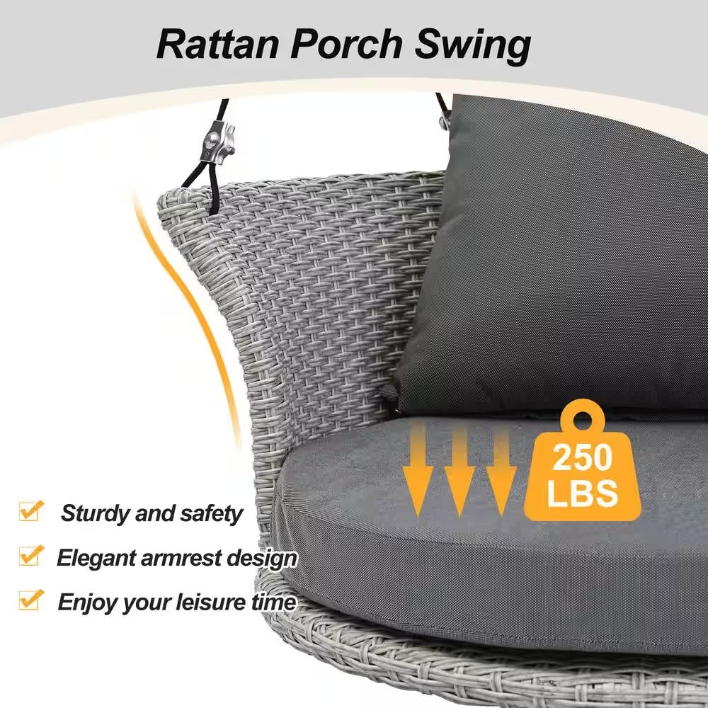VIRASAT FURNITURE SINGLE SEATER HANGING SWING WITHOUT STAND FOR BALCONY & GARDEN SWING (GREY)