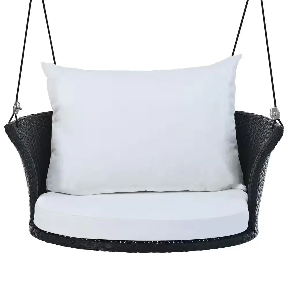 Virasat Single Seater Hanging Swing Without Stand For Balcony, Garden Swing (Black + White)-VIRASAT FURNITURE & FURNISHING