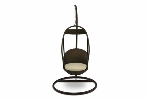 Virasat Single Seater Hanging Swing With Stand For Balcony, Garden Swing (Dark Brown)-VIRASAT FURNITURE & FURNISHING