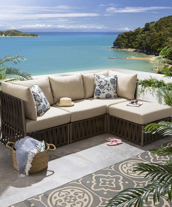 Virasat Outdoor Sofa Set 3 Seater and 1 Ottoman Set (Brown)-VIRASAT FURNITURE & FURNISHING