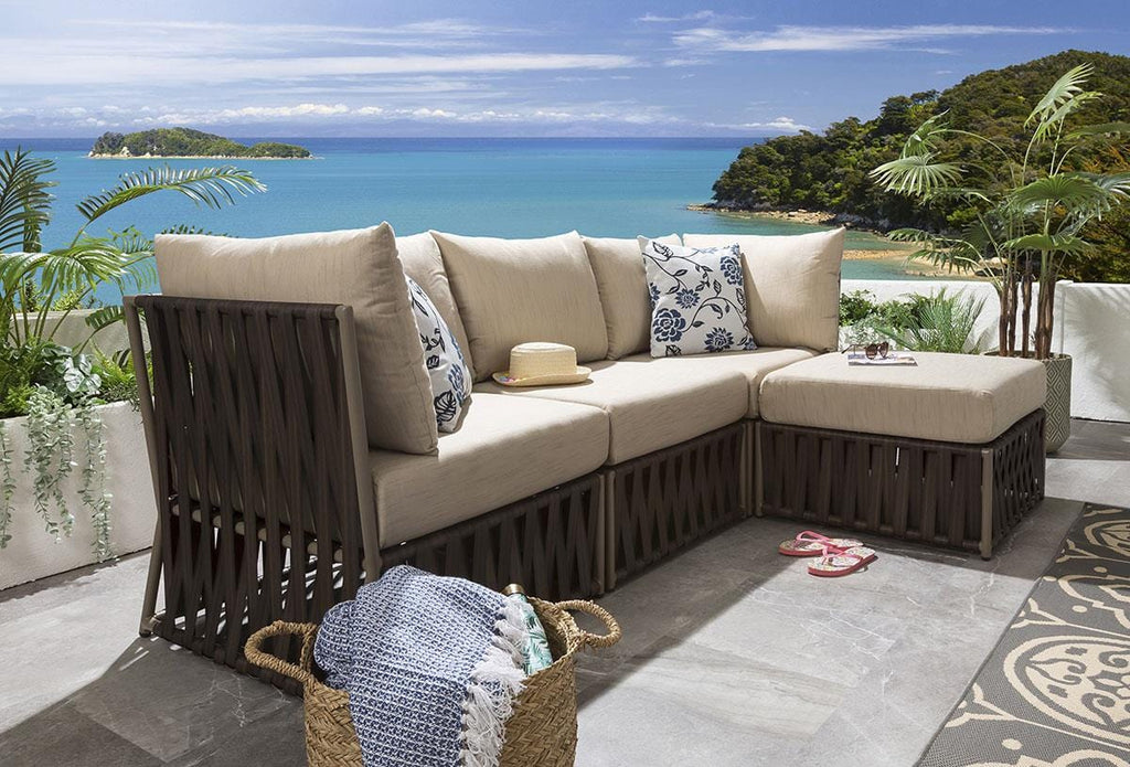 Virasat Outdoor Sofa Set 3 Seater and 1 Ottoman Set (Brown)-VIRASAT FURNITURE & FURNISHING