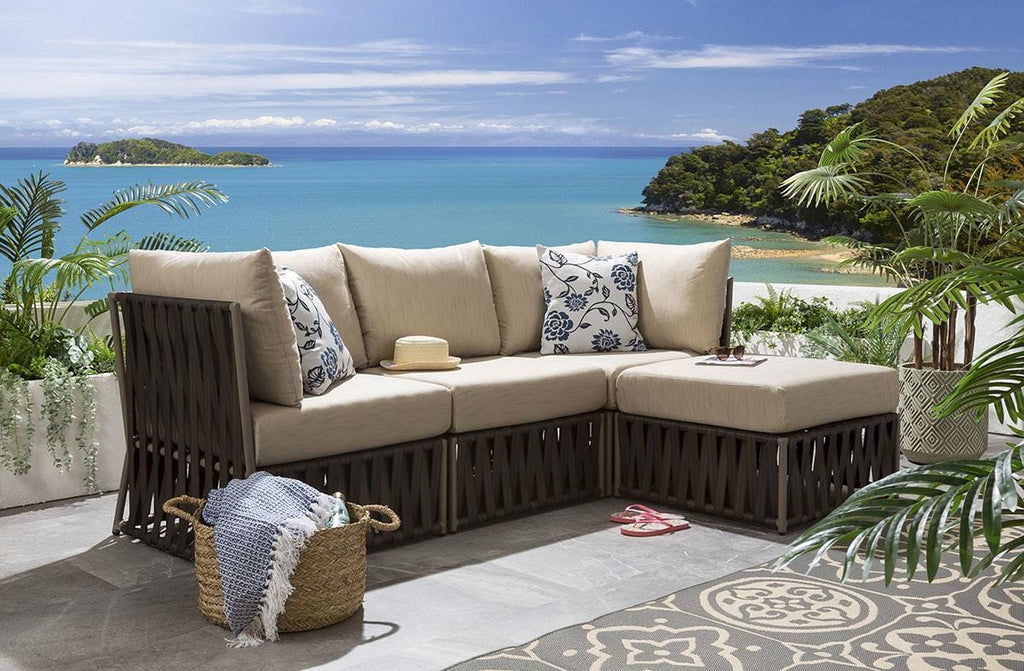 Virasat Outdoor Sofa Set 3 Seater and 1 Ottoman Set (Brown)-VIRASAT FURNITURE & FURNISHING