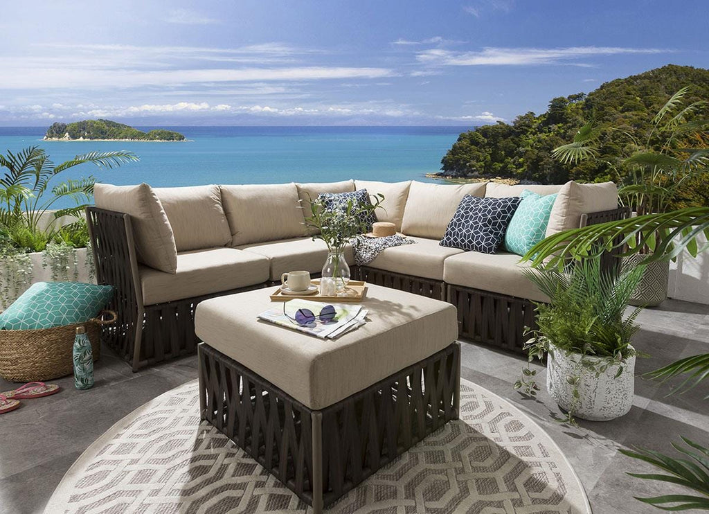 Virasat Outdoor Sofa Set 5 Seater and 1 Ottoman Set (Brown)-VIRASAT FURNITURE & FURNISHING