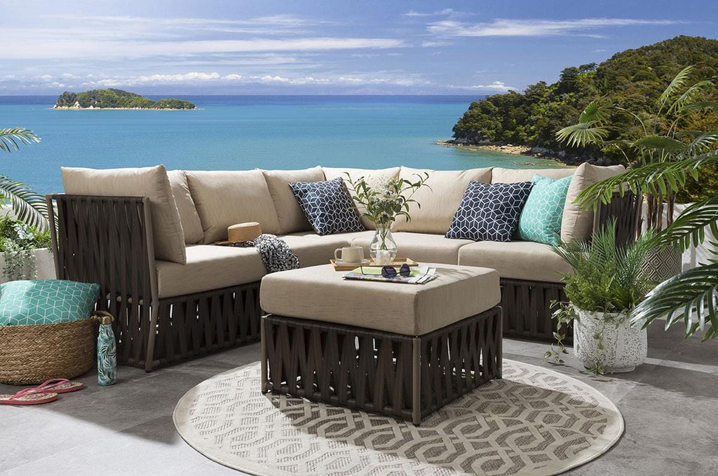 Virasat Outdoor Sofa Set 5 Seater and 1 Ottoman Set (Brown)-VIRASAT FURNITURE & FURNISHING