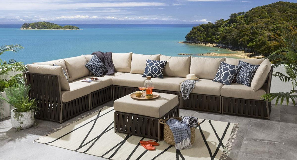 Virasat Outdoor Sofa Set 7 Seater and 1 Ottoman Set (Brown)-VIRASAT FURNITURE & FURNISHING