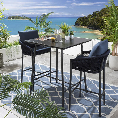 Virasat Outdoor Patio Bar Set 2 Chairs and 1 Table Set Braided & Rope-VIRASAT FURNITURE & FURNISHING