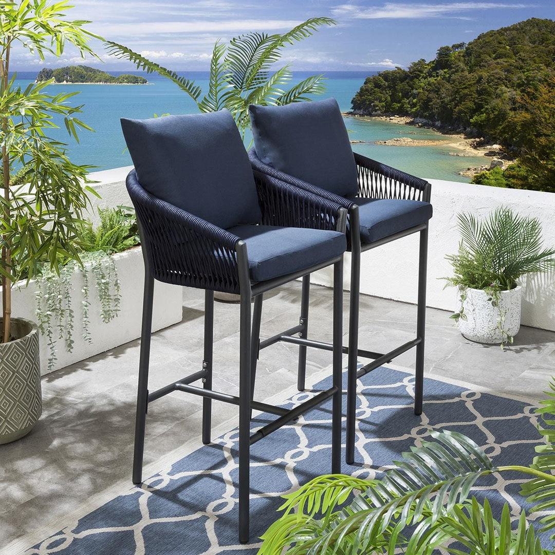 Virasat Beatriz Outdoor Patio Bar Set 2 Chairs and 1 Table Set Braided & Rope