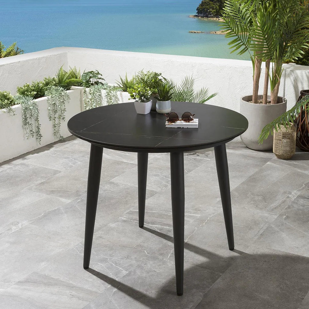 VIRASAT FURNITURE LUIS OUTDOOR PATIO SEATING SET 2 CHAIRS AND 1 TABLE SET (BLACK+BLUE) BRAIDED & ROPE