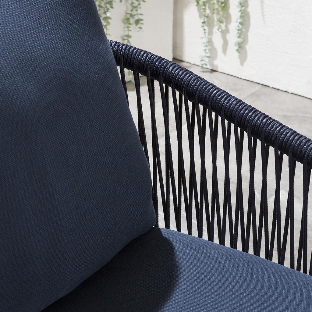Virasat Outdoor Patio Seating Set 2 Chairs and 1 Table Set (Black+Blue) Braided & Rope-VIRASAT FURNITURE & FURNISHING