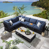 Virasat Outdoor Sofa Set 6 Seater and 1 Center Table Set (Blue) Braided & Rope-VIRASAT FURNITURE & FURNISHING