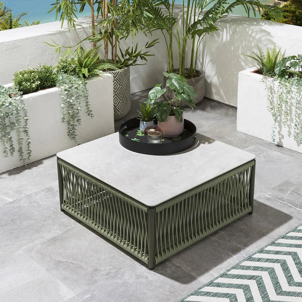 VIRASAT FURNITURE DIETER OUTDOOR ROPE SOFA SET 9-SEATER WITH 2 CENTER TABLES (GREEN)