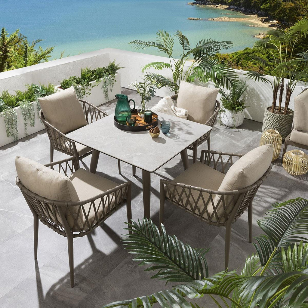 Virasat Outdoor Garden Patio Dining Set 4 Chairs and 1 Table Set Braided & Rope-VIRASAT FURNITURE & FURNISHING