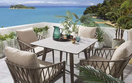 Virasat Outdoor Garden Patio Dining Set 4 Chairs and 1 Table Set Braided & Rope-VIRASAT FURNITURE & FURNISHING