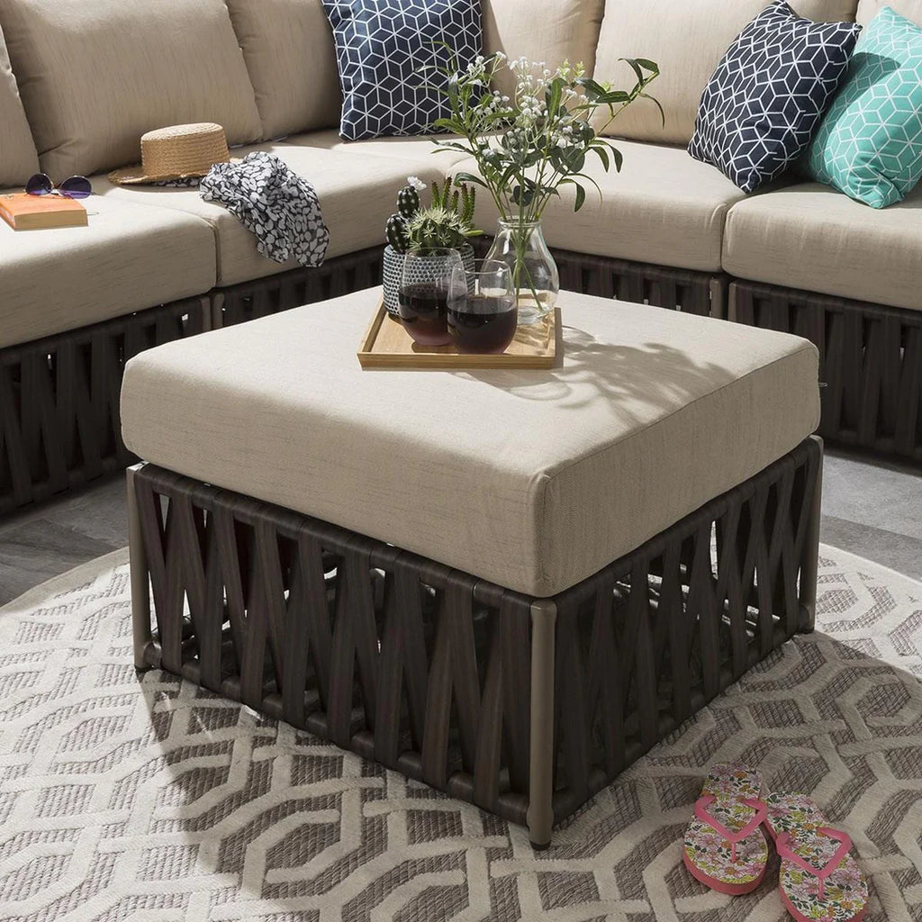 VIRASAT FURNITURE OUTDOOR ROPE SOFA SET 8-SEATER WITH 2 OTTOMANS (BROWN)