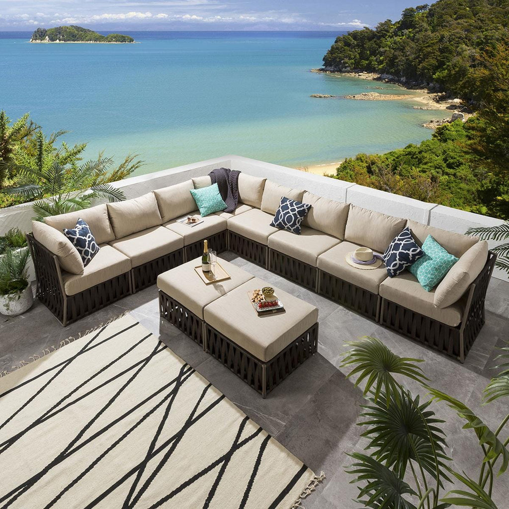 Virasat Outdoor Sofa Set 8 Seater, 2 Ottoman Set (Brown)-VIRASAT FURNITURE & FURNISHING