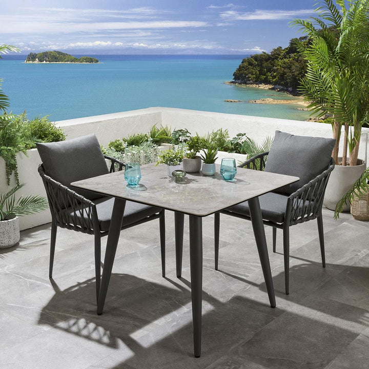 Virasat Pepita Outdoor Patio Seating Set 2 Chairs and 1 Table Set Braided & Rope