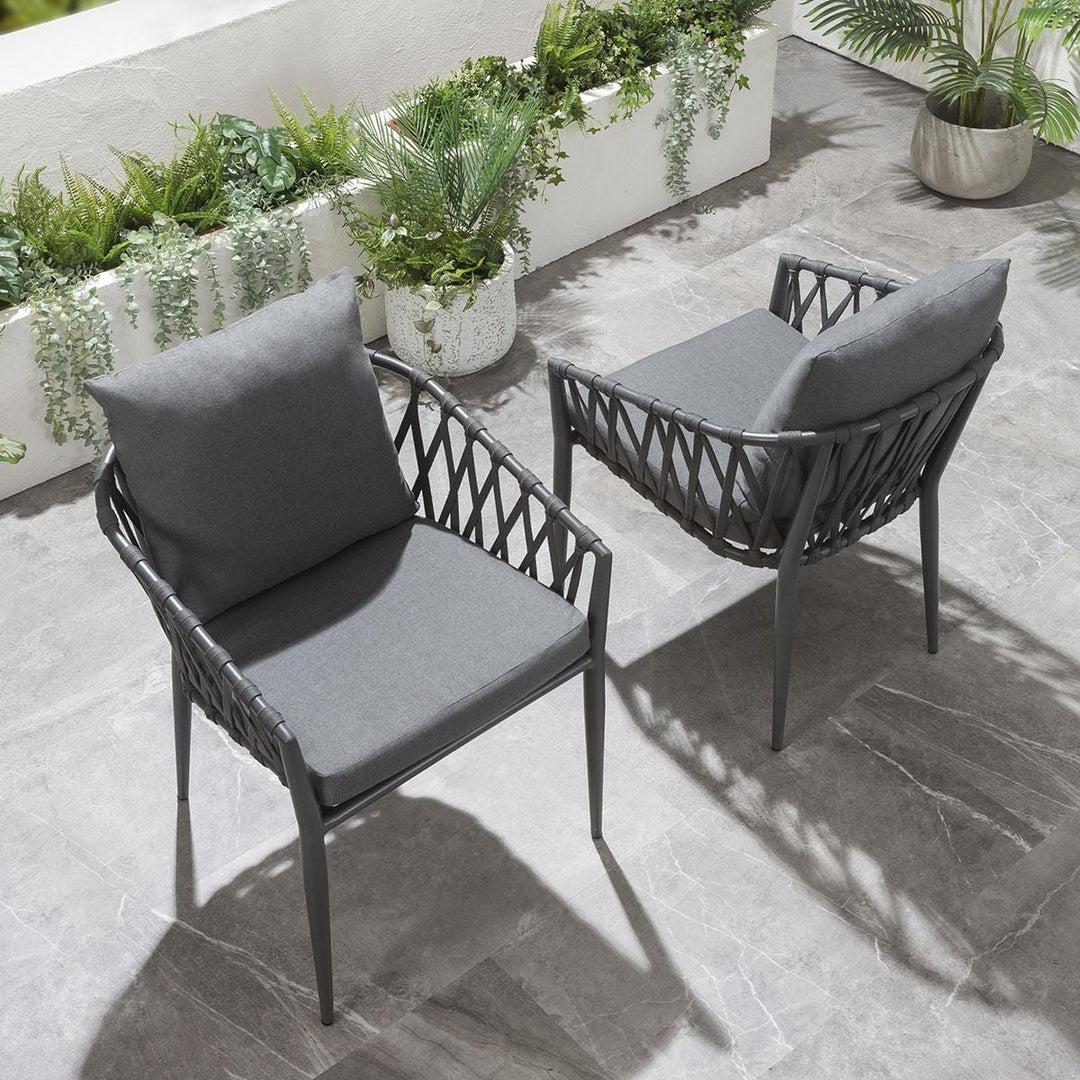 Virasat Pepita Outdoor Patio Seating Set 2 Chairs and 1 Table Set Braided & Rope