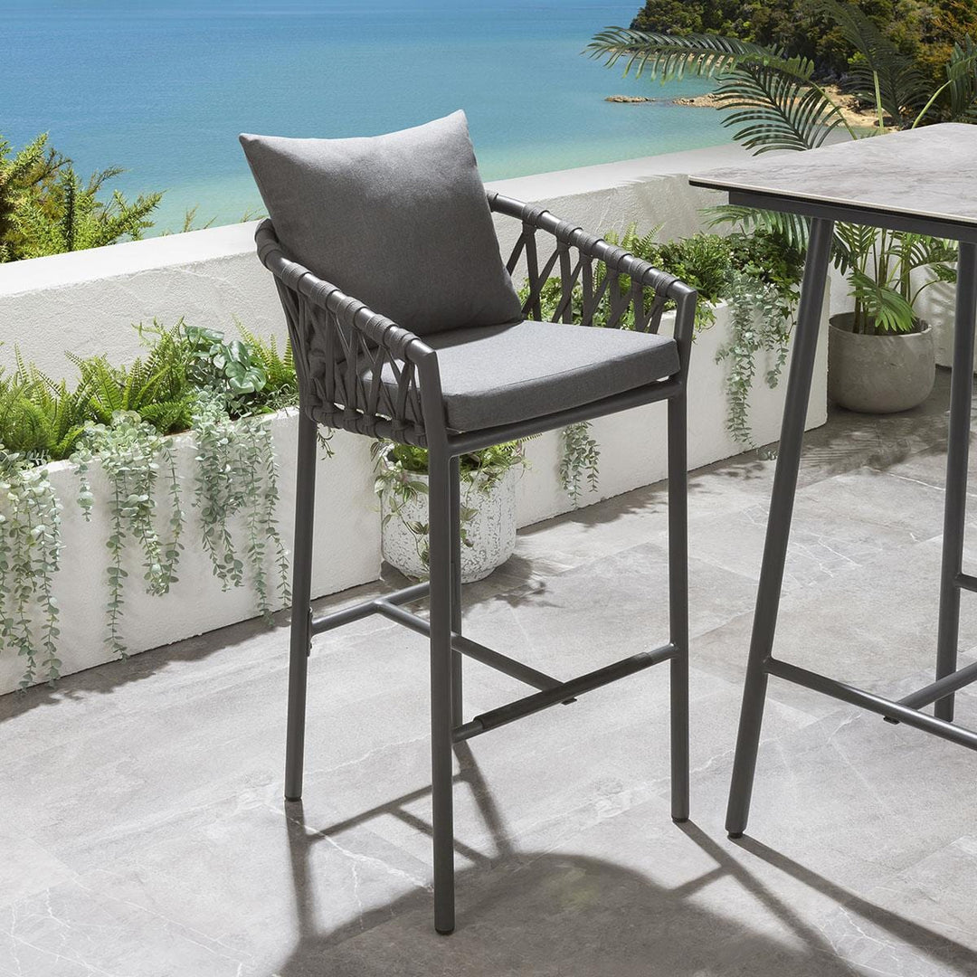 Virasat Verónica Outdoor Patio Bar Set 4 Chairs and 1 Table Set Braided & Rope