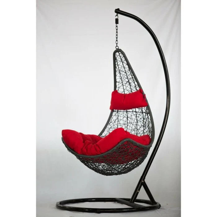 Virasat Single Seater Hanging Swing With Stand For Balcony, Garden Swing (Dark Brown)-VIRASAT FURNITURE & FURNISHING