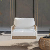 VIRASAT FURNITURE ULEK SINGLE SEATER HANGING SWING WITHOUT STAND FOR BALCONY & GARDEN SWING (WHITE + TAN) BRAIDED & ROPE