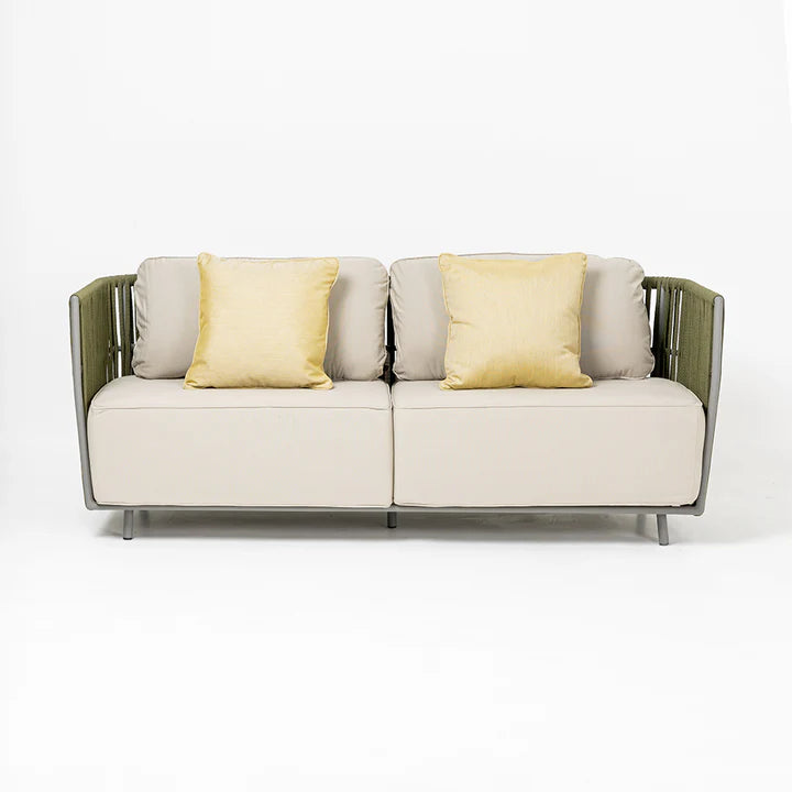 VIRASAT FURNITURE OUTDOOR ROPE SOFA SET 6-SEATER WITH CENTER TABLE (GREEN & BEIGE) - BRAIDED GARDEN & BALCONY SET