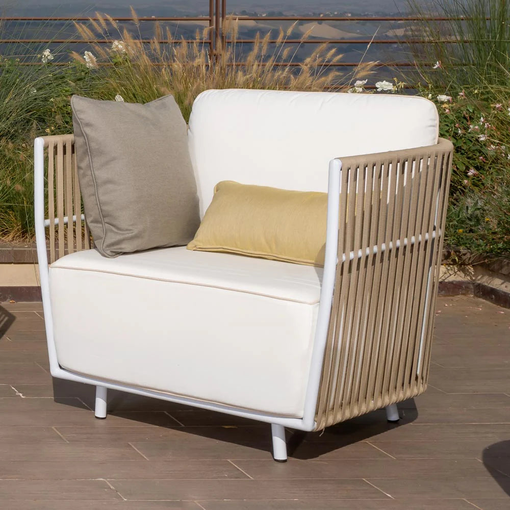 Virasat Swoop Outdoor Garden Balcony Sofa Set 2 Seater, 2 Single seater and 1 Table Set (Beige + White)