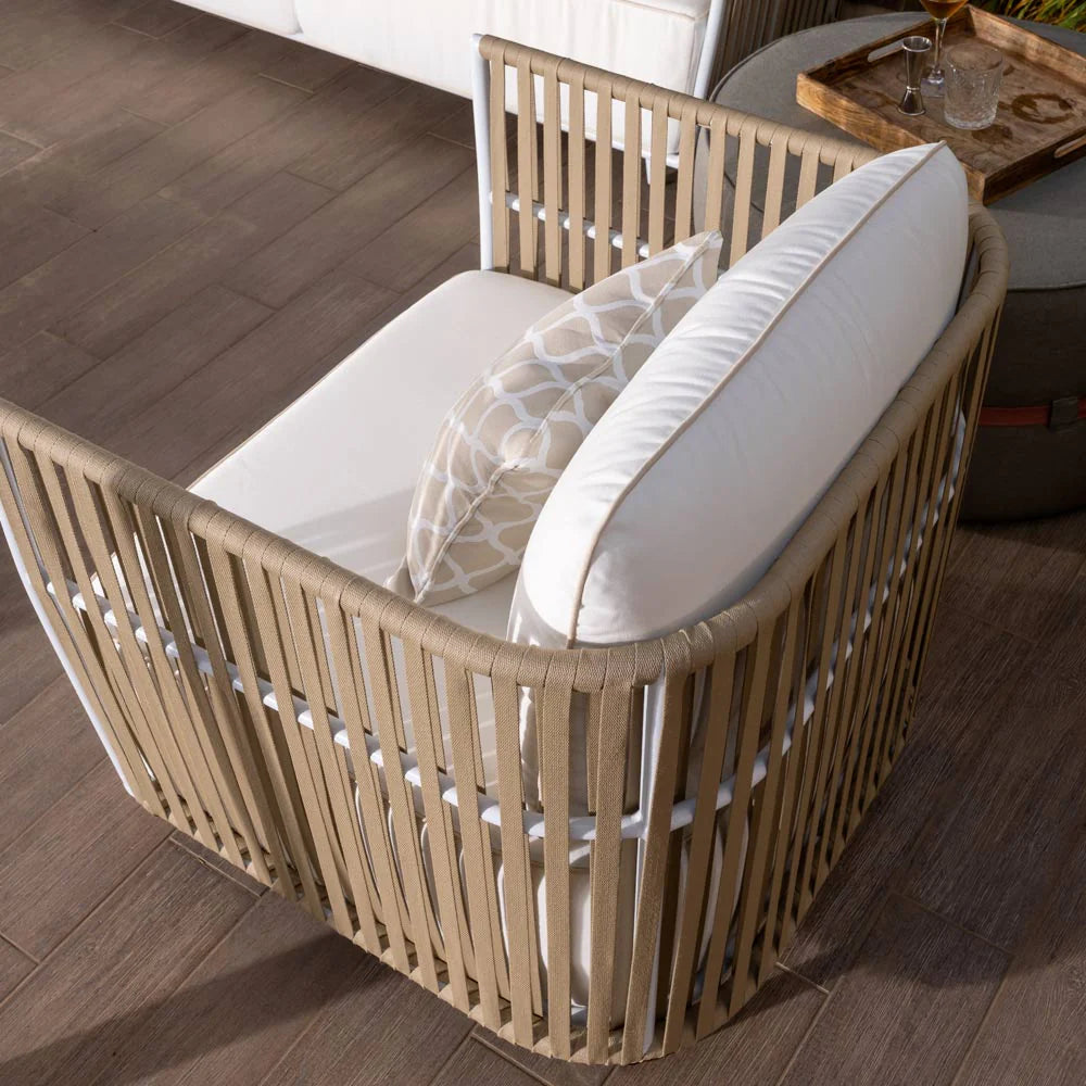 Virasat Outdoor Garden Balcony Sofa Set 2 Seater, 2 Single Seater and 1 Table Set (Beige + White)-VIRASAT FURNITURE & FURNISHING