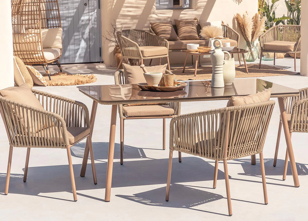 Virasat Outdoor Patio Dining Seating Set 4 Chairs and 1 Table Set Braided & Rope-VIRASAT FURNITURE & FURNISHING