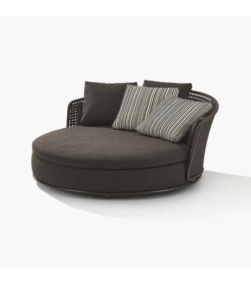 Virasat Outdoor Poolside Sunbed With Cushion Daybed (Black) Braided & Rope-VIRASAT FURNITURE & FURNISHING