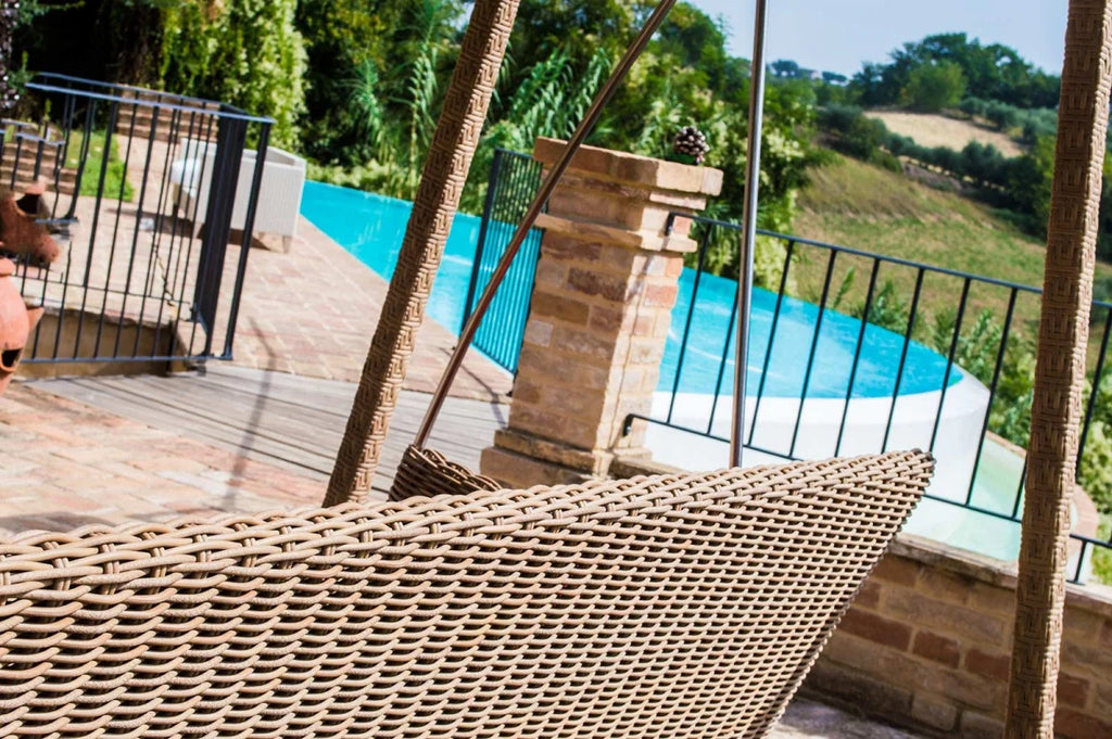 Virasat Three Seater Hanging Swing With Stand For Balcony, Garden Swing (Tan)-VIRASAT FURNITURE & FURNISHING