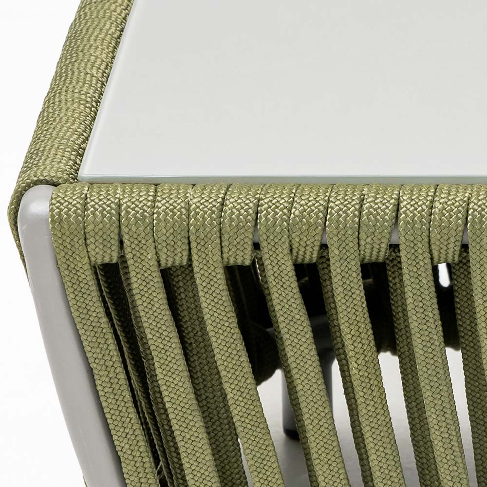 Virasat Outdoor Garden Balcony Sofa Set 3 Seater, 2 Seater and Single Seater With 1 Table Set, Braid & Rope (Green + Beige)-VIRASAT FURNITURE & FURNISHING