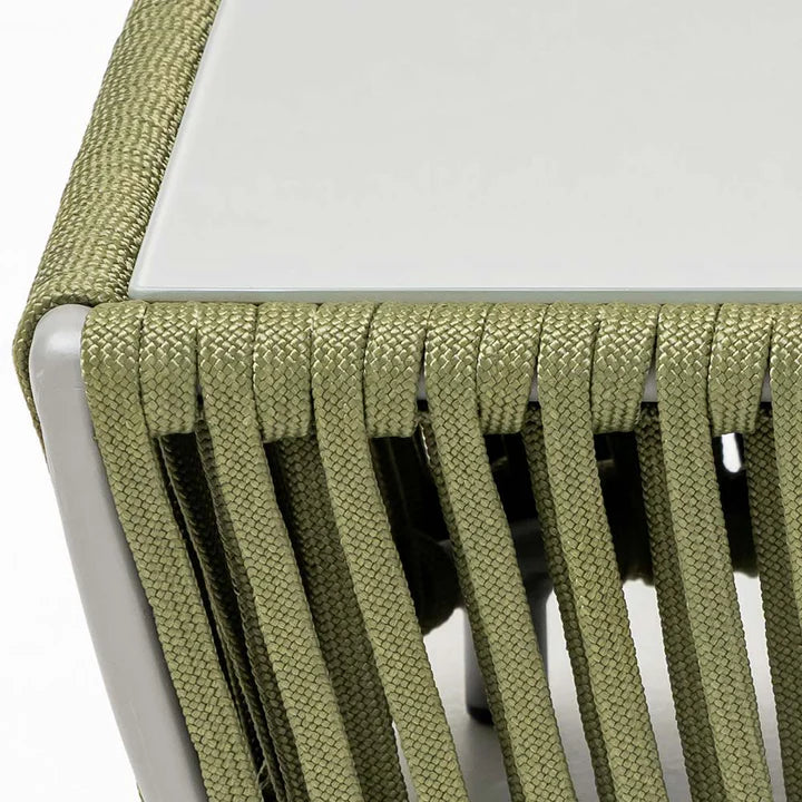 VIRASAT FURNITURE OUTDOOR ROPE SOFA SET 6-SEATER WITH CENTER TABLE (GREEN & BEIGE) - BRAIDED GARDEN & BALCONY SET
