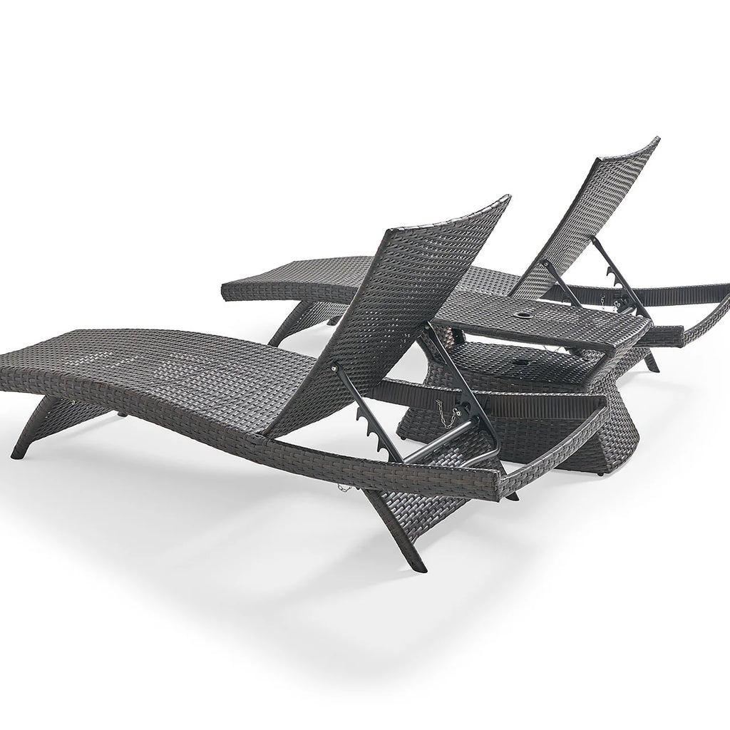 Virasat Outdoor Poolside Lounger Set of 2 With Table-VIRASAT FURNITURE & FURNISHING