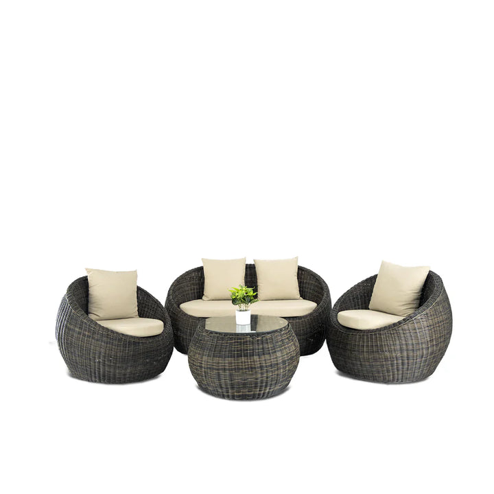 Virasat Fonsie Outdoor Sofa Set 2 Seater, 2 Single seater and 1 Center Table (Cappuccino)