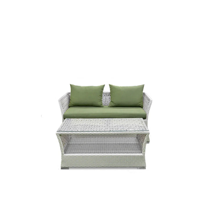 Virasat Adara Outdoor Sofa Set 2 Seater, 2 Single seater and 1 Center Table (White + Green)