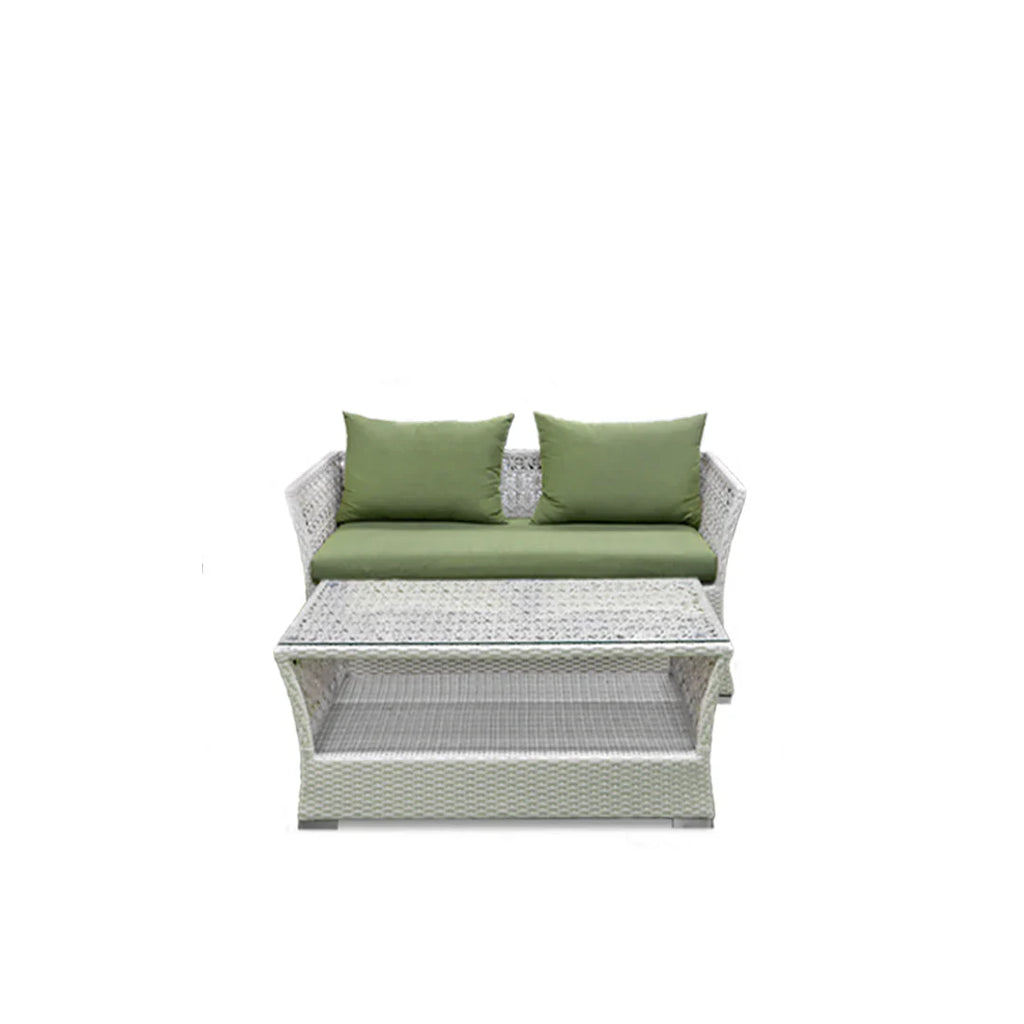 Virasat Outdoor Sofa Set 2 Seater, 2 Single Seater and 1 Center Table (White + Green)-VIRASAT FURNITURE & FURNISHING